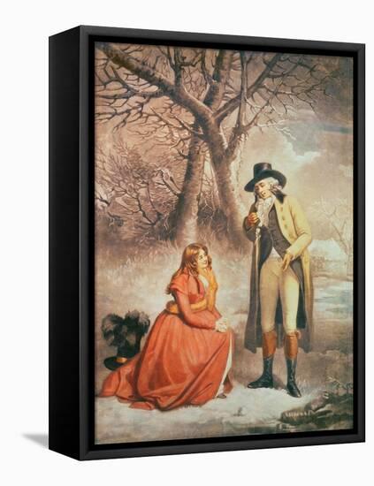 Gentleman and Woman in a Wintry Scene-George Morland-Framed Premier Image Canvas