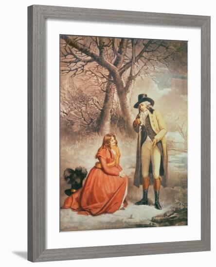 Gentleman and Woman in a Wintry Scene-George Morland-Framed Giclee Print