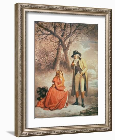 Gentleman and Woman in a Wintry Scene-George Morland-Framed Giclee Print