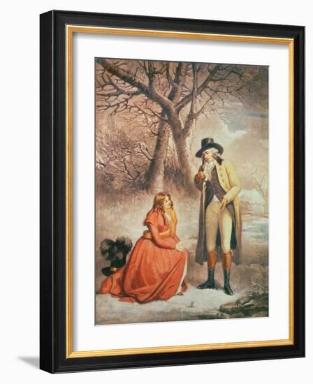 Gentleman and Woman in a Wintry Scene-George Morland-Framed Giclee Print