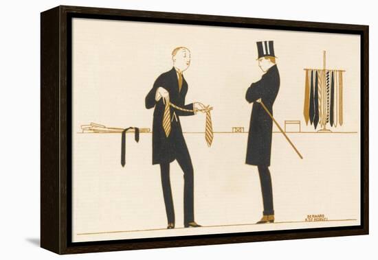 Gentleman Chooses a Tie to Purchase-Bernard Boutet De Monvel-Framed Premier Image Canvas