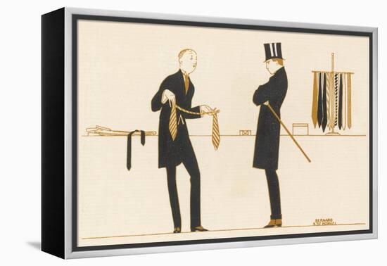 Gentleman Chooses a Tie to Purchase-Bernard Boutet De Monvel-Framed Premier Image Canvas