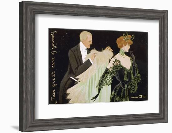 Gentleman Helps a Lady with Her Shawl-Evans-Framed Photographic Print