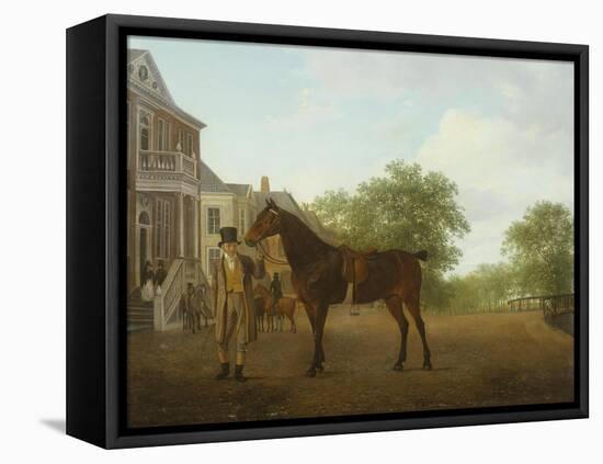 Gentleman Holding a Saddled Horse in a Street by a Canal, 18th-19th Century-Jacques-Laurent Agasse-Framed Premier Image Canvas