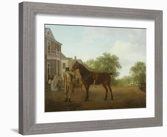 Gentleman Holding a Saddled Horse in a Street by a Canal, 18th-19th Century-Jacques-Laurent Agasse-Framed Giclee Print