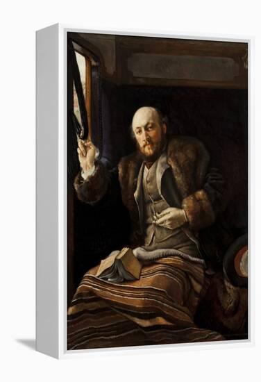 Gentleman in a Railway Carriage, 1870-80 (Oil on Panel)-James Jacques Joseph Tissot-Framed Premier Image Canvas