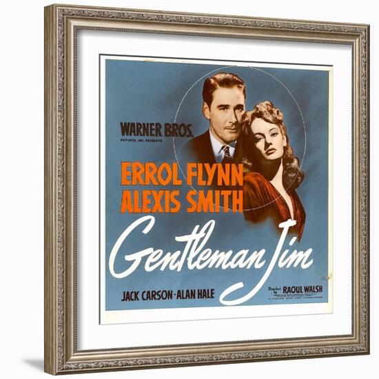 Gentleman Jim, Errol Flynn, Alexis Smith on Window Card, 1942-null-Framed Photo