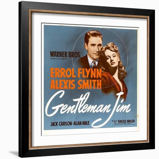 Gentleman Jim, Errol Flynn, Alexis Smith on Window Card, 1942-null-Framed Photo