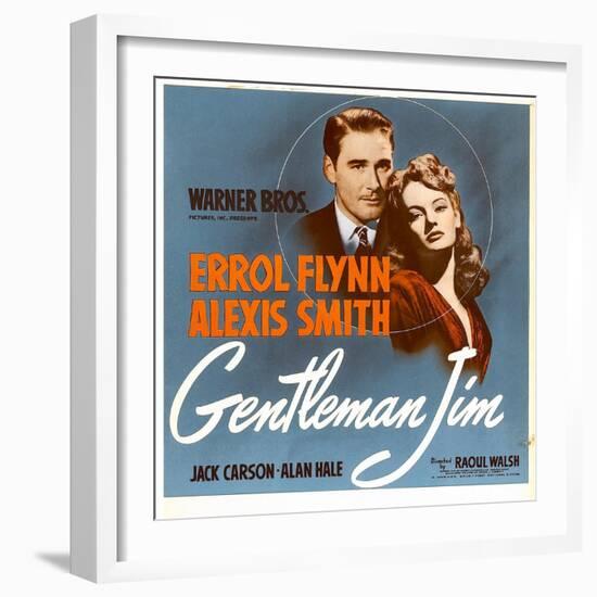 Gentleman Jim, Errol Flynn, Alexis Smith on Window Card, 1942-null-Framed Photo