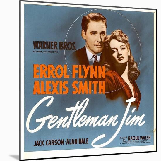 Gentleman Jim, Errol Flynn, Alexis Smith on Window Card, 1942-null-Mounted Photo