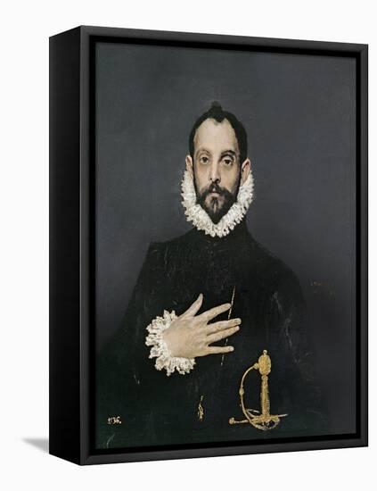 Gentleman with His Hand on His Chest, C.1580-El Greco-Framed Premier Image Canvas