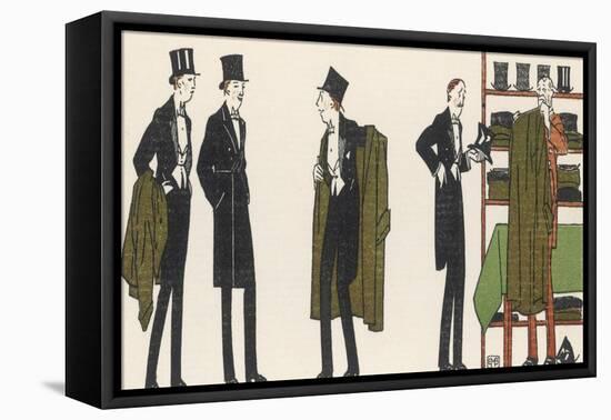 Gentlemen in Evening Dress Queue to Collect Their Overcoats from the Cloakroom-Bernard Boutet De Monvel-Framed Premier Image Canvas