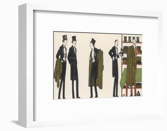 Gentlemen in Evening Dress Queue to Collect Their Overcoats from the Cloakroom-Bernard Boutet De Monvel-Framed Photographic Print