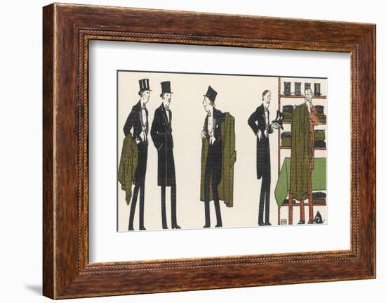 Gentlemen in Evening Dress Queue to Collect Their Overcoats from the Cloakroom-Bernard Boutet De Monvel-Framed Photographic Print