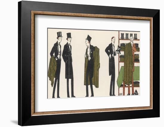 Gentlemen in Evening Dress Queue to Collect Their Overcoats from the Cloakroom-Bernard Boutet De Monvel-Framed Photographic Print