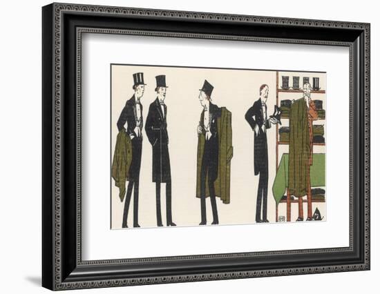 Gentlemen in Evening Dress Queue to Collect Their Overcoats from the Cloakroom-Bernard Boutet De Monvel-Framed Photographic Print