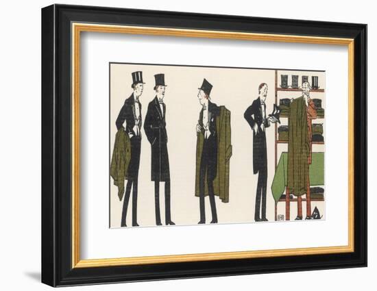 Gentlemen in Evening Dress Queue to Collect Their Overcoats from the Cloakroom-Bernard Boutet De Monvel-Framed Photographic Print