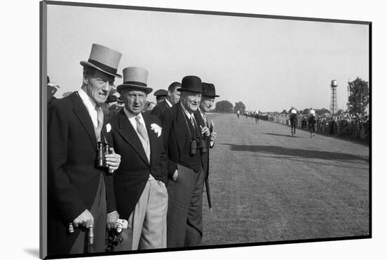 Gentlemen in tophats watching the horseraces on Vienna's Freudenau racecourse,1954.-Erich Lessing-Mounted Photographic Print