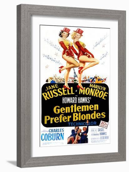 Gentlemen Prefer Blondes, Jane Russell, Marilyn Monroe, 1953-null-Framed Art Print