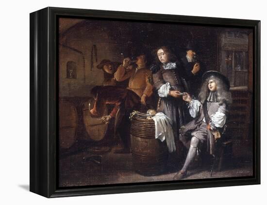 Gentlemen Tasting Wine in a Cellar-Egbert Van Heemskerck-Framed Premier Image Canvas