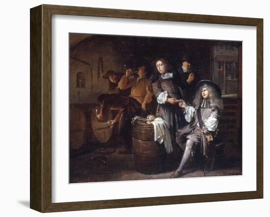 Gentlemen Tasting Wine in a Cellar-Egbert Van Heemskerck-Framed Giclee Print