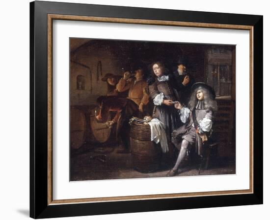 Gentlemen Tasting Wine in a Cellar-Egbert Van Heemskerck-Framed Giclee Print