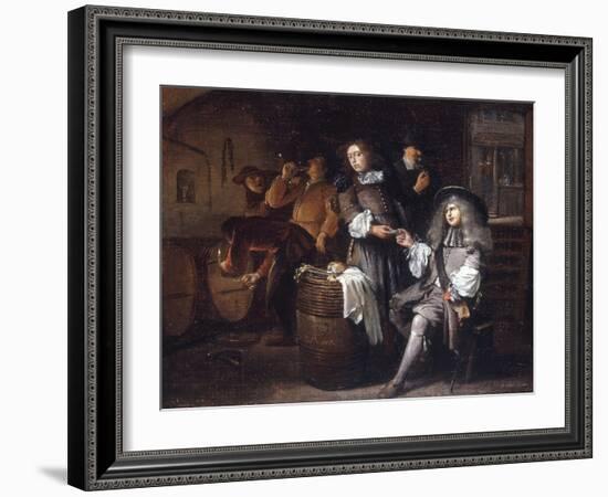 Gentlemen Tasting Wine in a Cellar-Egbert Van Heemskerck-Framed Giclee Print