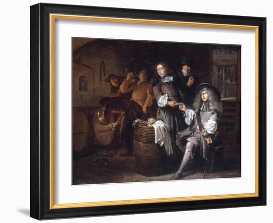 Gentlemen Tasting Wine in a Cellar-Egbert Van Heemskerck-Framed Giclee Print