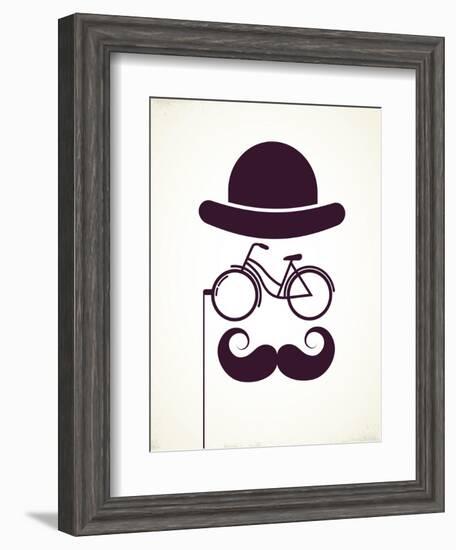 Gentlemen With Bicycle Eyeglass - Vintage Style Poster-Marish-Framed Art Print