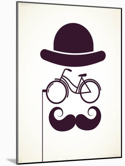 Gentlemen With Bicycle Eyeglass - Vintage Style Poster-Marish-Mounted Art Print
