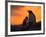 Gentoo Penguins Silhouetted at Sunset on Petermann Island, Antarctic Peninsula-Hugh Rose-Framed Photographic Print