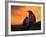 Gentoo Penguins Silhouetted at Sunset on Petermann Island, Antarctic Peninsula-Hugh Rose-Framed Photographic Print