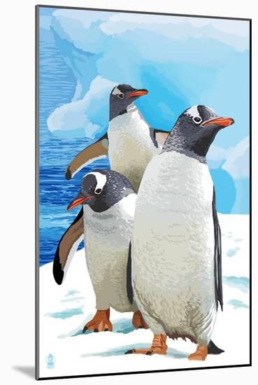 Gentoo Penguins-Lantern Press-Mounted Art Print