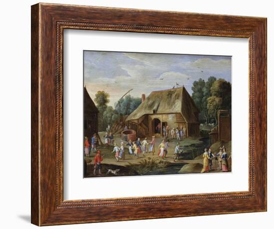 Gentry at a Peasant Dance in a Farmyard-Jan van Kessel-Framed Giclee Print