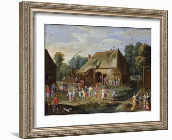 Gentry at a Peasant Dance in a Farmyard-Jan van Kessel the Elder-Framed Giclee Print