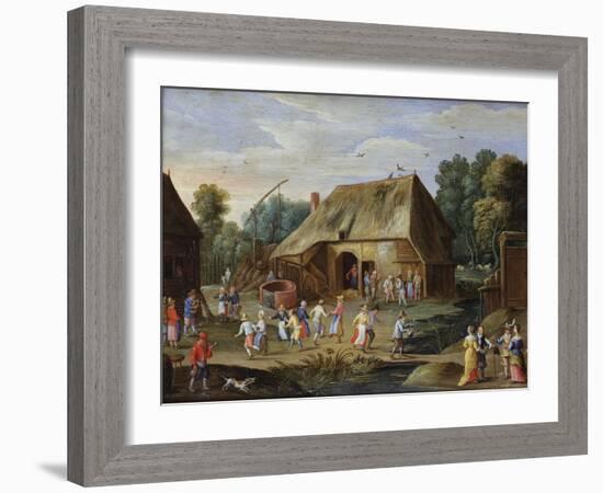 Gentry at a Peasant Dance in a Farmyard-Jan van Kessel the Elder-Framed Giclee Print