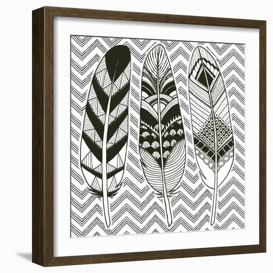 Geo Feathers IV Zentangle-Sara Zieve Miller-Framed Art Print