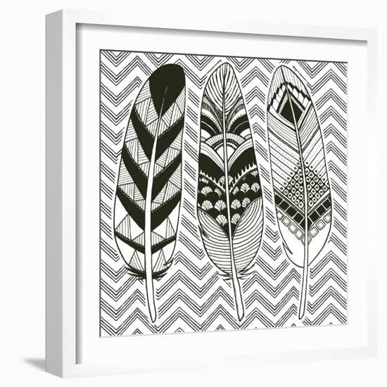 Geo Feathers IV Zentangle-Sara Zieve Miller-Framed Art Print