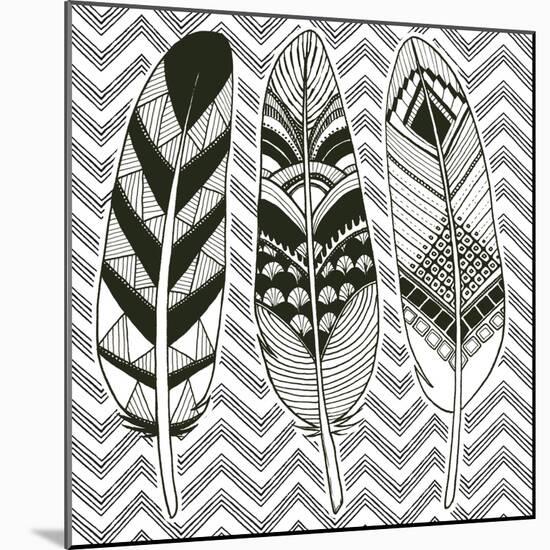 Geo Feathers IV Zentangle-Sara Zieve Miller-Mounted Art Print