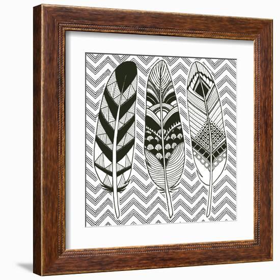 Geo Feathers IV Zentangle-Sara Zieve Miller-Framed Art Print