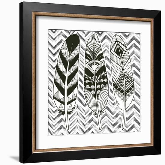 Geo Feathers IV Zentangle-Sara Zieve Miller-Framed Art Print