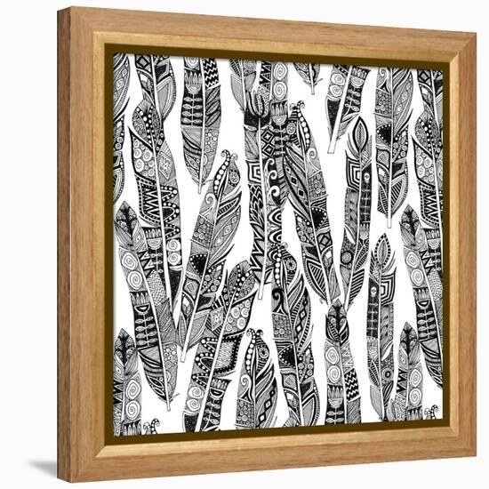 Geo Feathers (Variant 1)-Sharon Turner-Framed Stretched Canvas