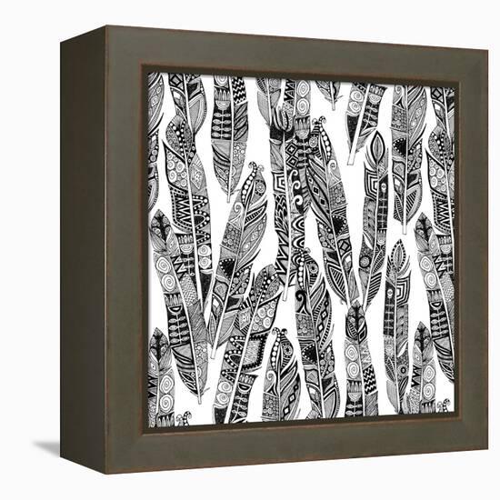 Geo Feathers (Variant 1)-Sharon Turner-Framed Stretched Canvas