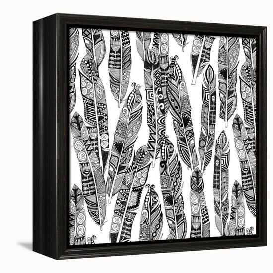 Geo Feathers (Variant 1)-Sharon Turner-Framed Stretched Canvas