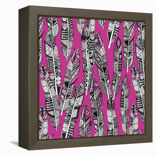 Geo Feathers (Variant 2)-Sharon Turner-Framed Stretched Canvas