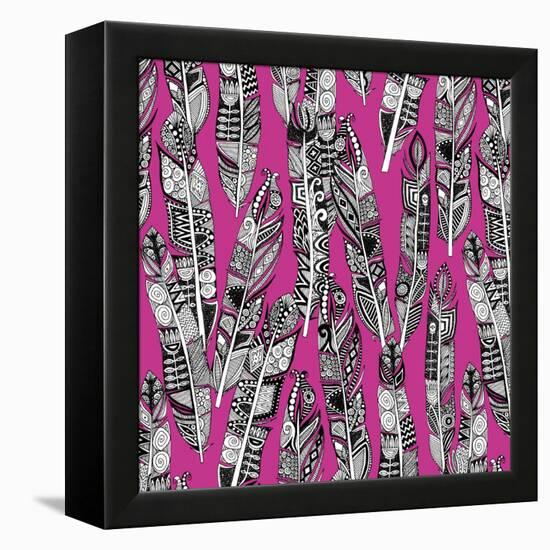 Geo Feathers (Variant 2)-Sharon Turner-Framed Stretched Canvas