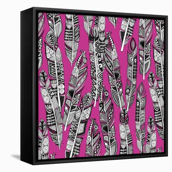 Geo Feathers (Variant 2)-Sharon Turner-Framed Stretched Canvas