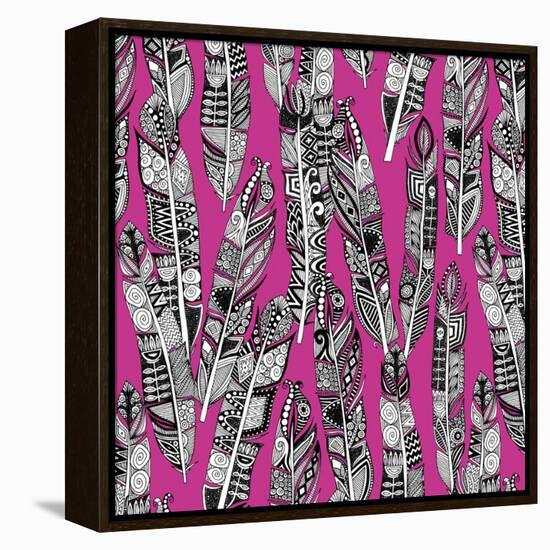 Geo Feathers (Variant 2)-Sharon Turner-Framed Stretched Canvas