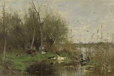 Ducks Beside a Duck Shelter on a Ditch, 1884-Geo Poggenbeek-Art Print