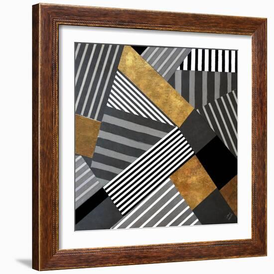 Geo Stripes in Gold & Black II-Lanie Loreth-Framed Art Print